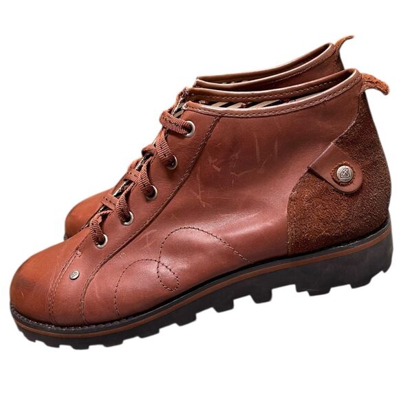 LONDON UNDERGROUND Punk Ankle Boots Lace Up Oil Rubbed Brown Leather Chunky Sole - Picture 5 of 11